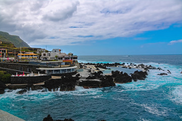 Madeira island ocean and mountains landscape, San Lorenco cape, Portugal