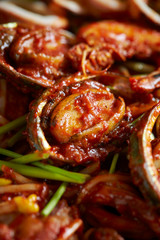 Korean spicy marinated seashell dish 