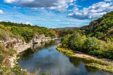 Fototapeta na wymiar Landscape view near Balazuc in France, Ardeche district