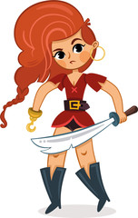 Vector illustration of a pirate girl.