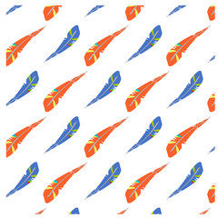  Pattern of blue and orange feathers