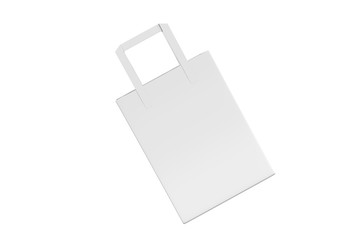 White blank paper bag mock up template on isolated white background, shopping paper bag for design presentation, 3d illustration