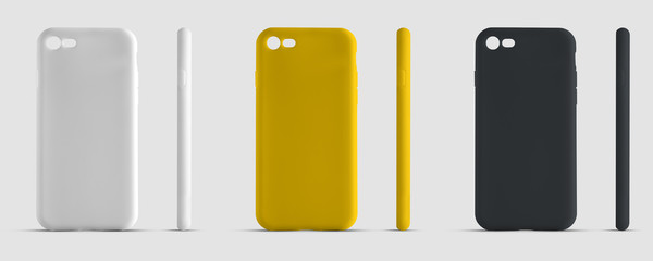 Template cases for a smartphone with shadows from 2 sides, on an isolated background for advertising in an online store.