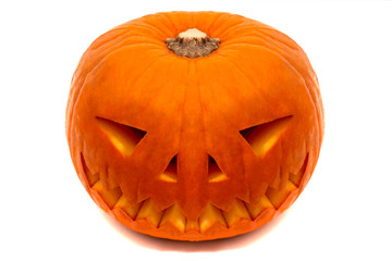 halloween orange pumpkin with evil smile