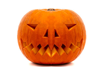halloween orange pumpkin with evil smile