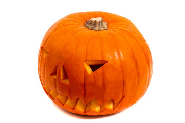 halloween orange pumpkin with evil smile