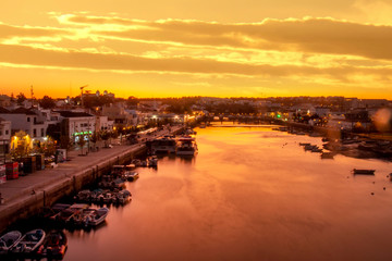 Fototapeta premium Sunset landscape of Tavira city