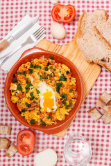 Traditional homemade meal of tomato with egg