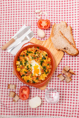 Traditional homemade meal of tomato with egg