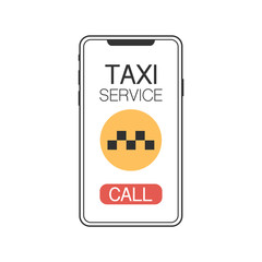 mobile phone with the application on the screen. Taxi service application on a smartphone to order services. eps10