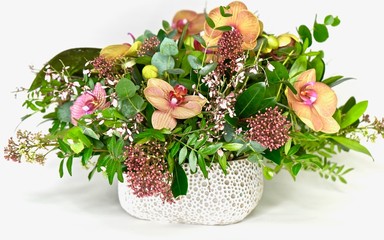 Beautiful flower arrangement with mixed flowers. Floral theme.