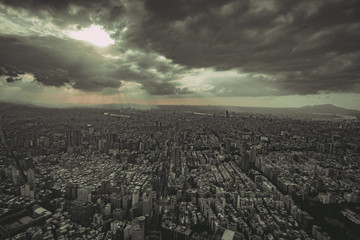 black and white skyline taipei