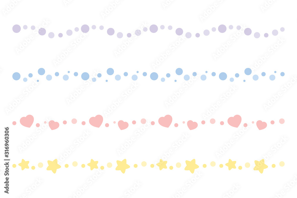 Wall mural set of seamless cute pastel confetti border. flat vector illustration.