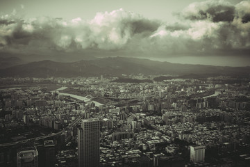 black and white skyline taipei