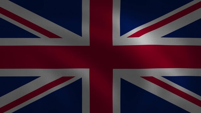 Unites Kingdom Flag waving and looping. Digital rendering using the official flag design. 3D cloth finishing
