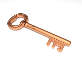 Vintage golden key. 3d rendering illustration