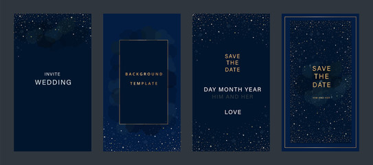 Navy Blue Luxury Wedding Invitation, floral invite thank you, rsvp modern card Design in gold flower with  leaf greenery  branches decorative Vector elegant rustic template