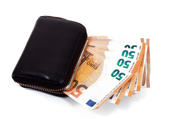 wallet full of euro money