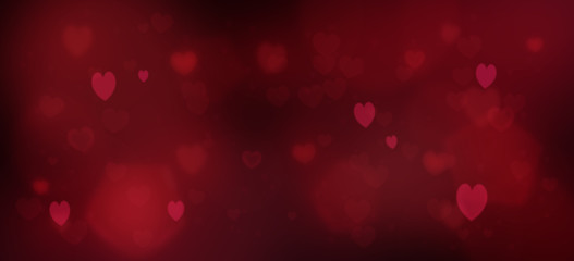 Valentines day. Abstract background banner. Panorama background with red hearts. Love concept illustration.