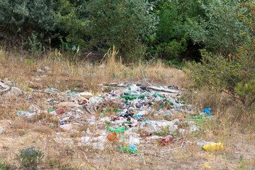 landfill and plastic waste at nature landscape