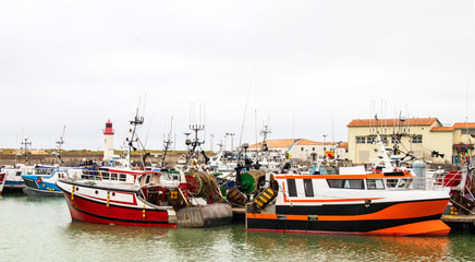 Ile d'Oléron. La Cotinière. Chalutiers à quai. Charente-Maritime. Nouvelle-Aquitaine	