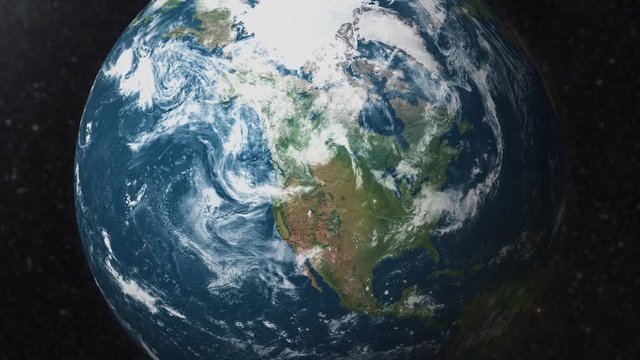 Earth zoom to North America satellite view 3d animation