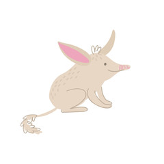 Hand drawn vector illustration of a cute little bilby isolated on white background. Great for Easter greeting cards, posters.