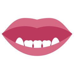 Molar Large Teeth  Flat Concept, Food Grind Tooth Vector Icon, Tooth and Lips Design