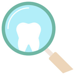 Dental Examination Vector, Tooth magnifying glass Design Icon,  Oral Inspection Concept