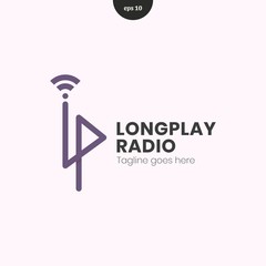 Longplay radio flat line style logo design inspiration