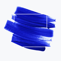 Bright blue paint abstract background vector over square frame. Perfect watercolor design for headline, logo and sale banner.