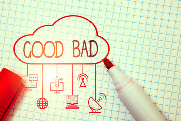 Word writing text Good Bad. Business photo showcasing to seem to be going to have a good or bad...