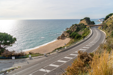 Coastal road with the Mediterranean Sea in the background, Dark blue turquoise water