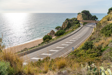 Coastal road with the Mediterranean Sea in the background, Dark blue turquoise water