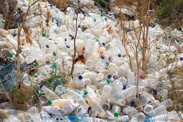landfill and plastic waste at nature landscape