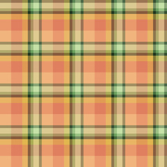 Seamless pattern in green and orange colors for plaid, fabric, textile, clothes, tablecloth and other things. Vector image.