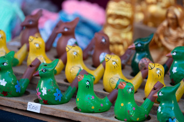 Obraz premium wooden vintage bird whistles.