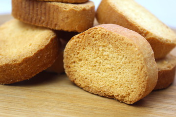 One heap of crackers on the table