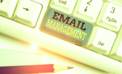 Conceptual hand writing showing Email Management. Concept meaning systematic tactic in maximizing...