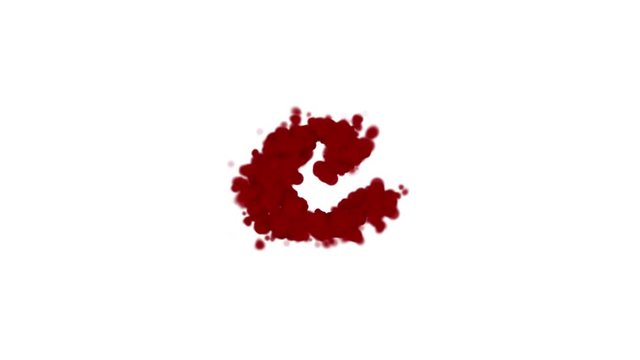Blood alphabet letter C lowercase isolated on white.