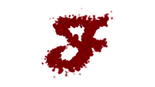 Blood alphabet letter F uppercase isolated on white.