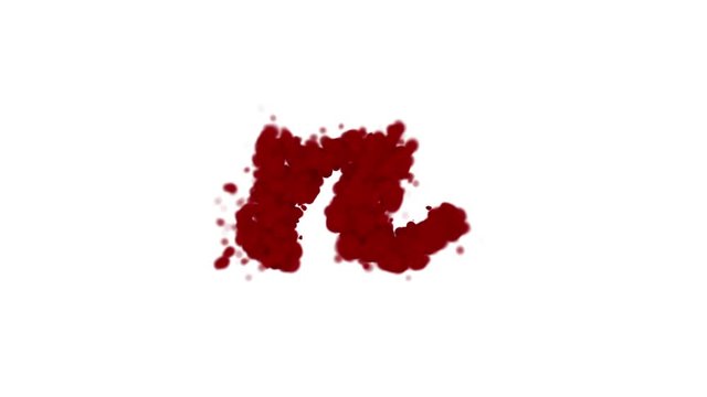 Blood alphabet letter N lowercase isolated on white.