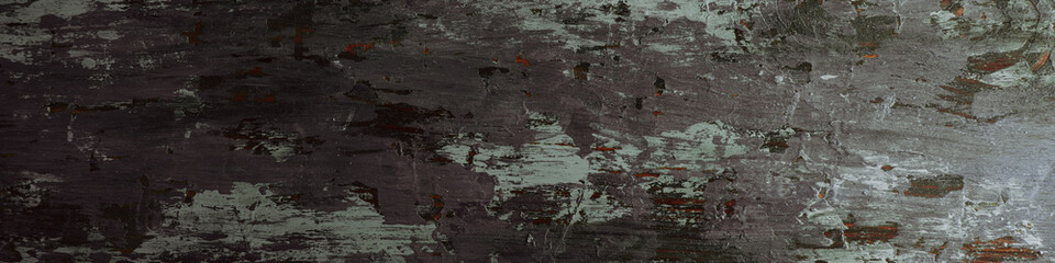 Wooden dark painted grunge texture, long banner, copy space