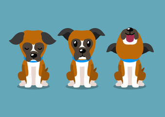 Fototapeta premium Cartoon character boxer dog poses for design.
