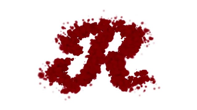Blood alphabet letter R uppercase isolated on white.