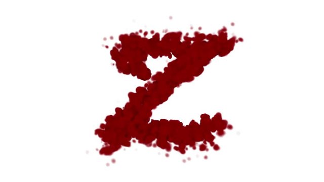 Blood alphabet letter Z uppercase isolated on white.