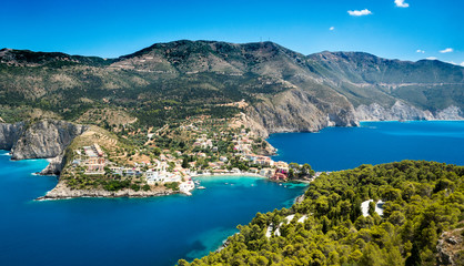 The quaint small beach town of assos asos on the greek island kefalonia is picture perfect greece