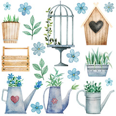 Collection of spring watercolor elements © Daria Doroshchuk