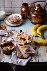 Homemade  granola with superfood. style vintage.