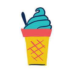 Retro cartoon icecream icon isolated on white background. Vector